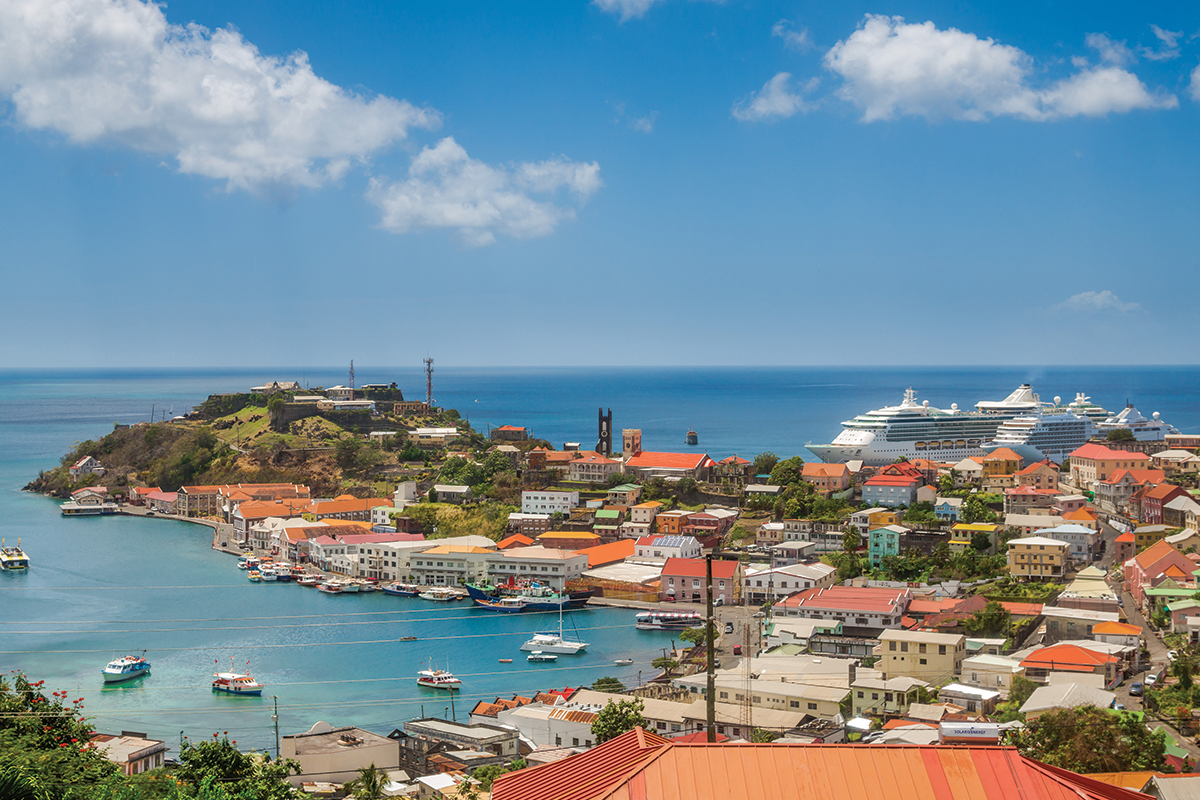 A photo showing the view of St. George's City from Fort Frederick, Grenada.
